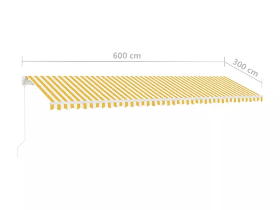 Auvent manuel rétractable sur pied 600x300 cm Jaune/Blanc