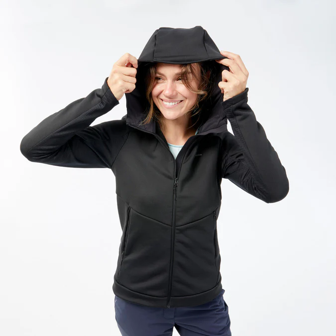 Decathlon Quechua - Jaqueta Fleece Feminina para Caminhada Quechua - MH520 com Capuz