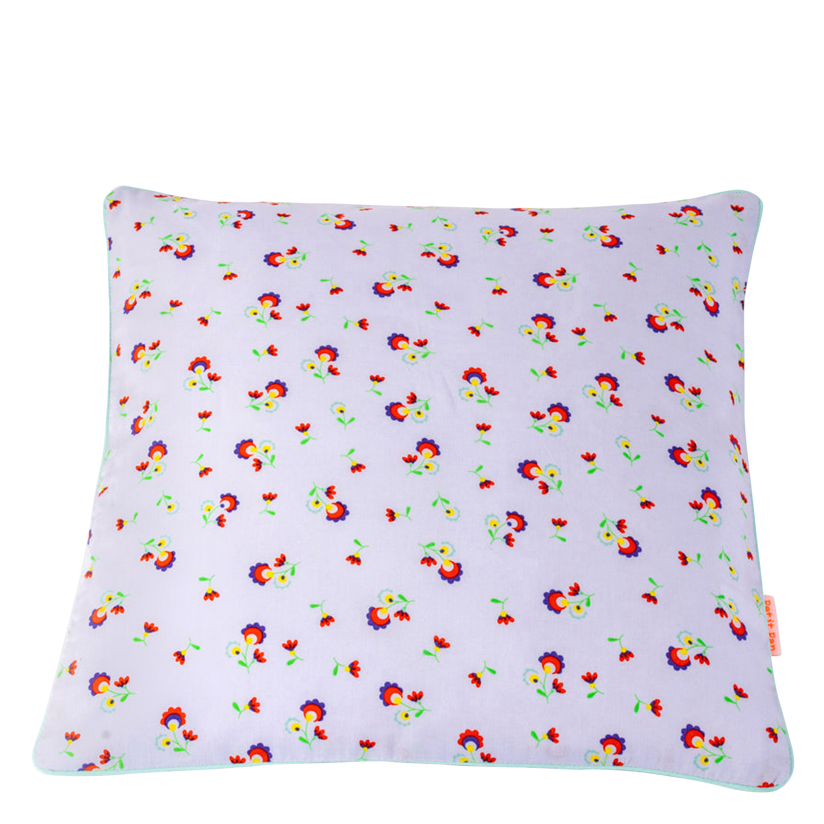 Coussin imprimé fleuri en coton| Violet