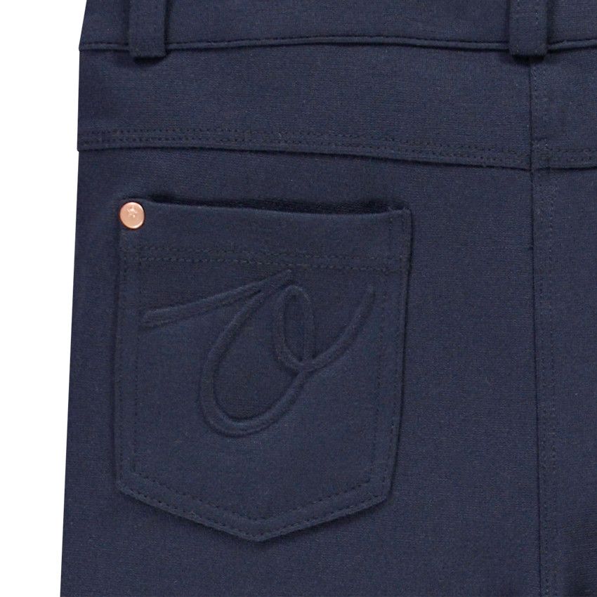 Pantalon milano uni avec empiècements aux genoux pour fille - Bleu marine
