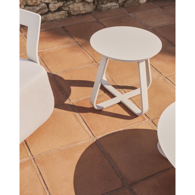 Table auxiliaire d’extérieur Tamaris en aluminium écrue Ø 48 cm