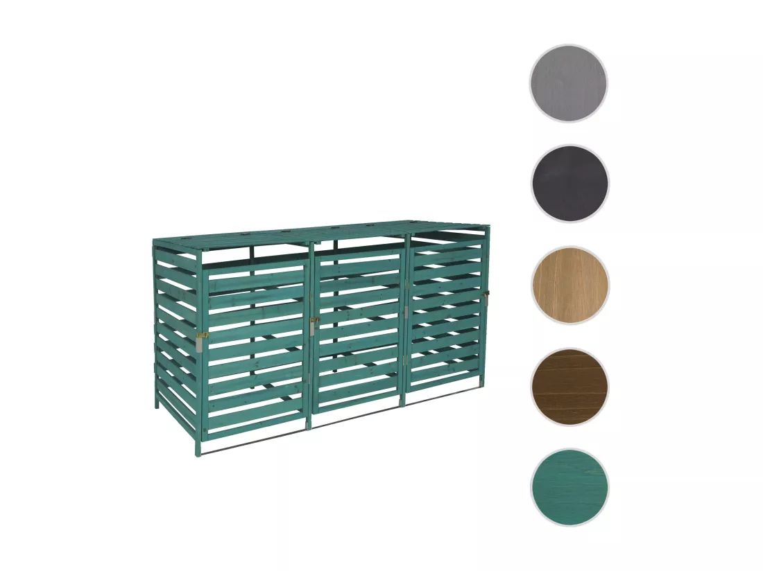 Cache-poubelle MCW-H62 pour 3/6 poubelles, vert foncé