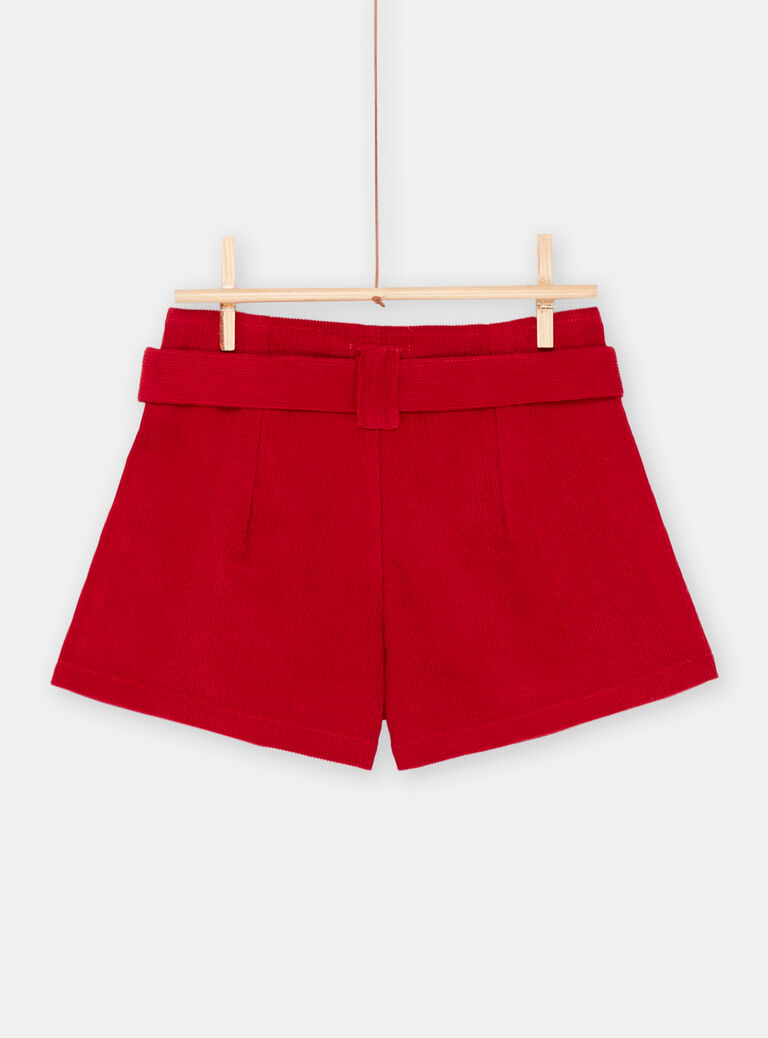 Short rouge carmin fille