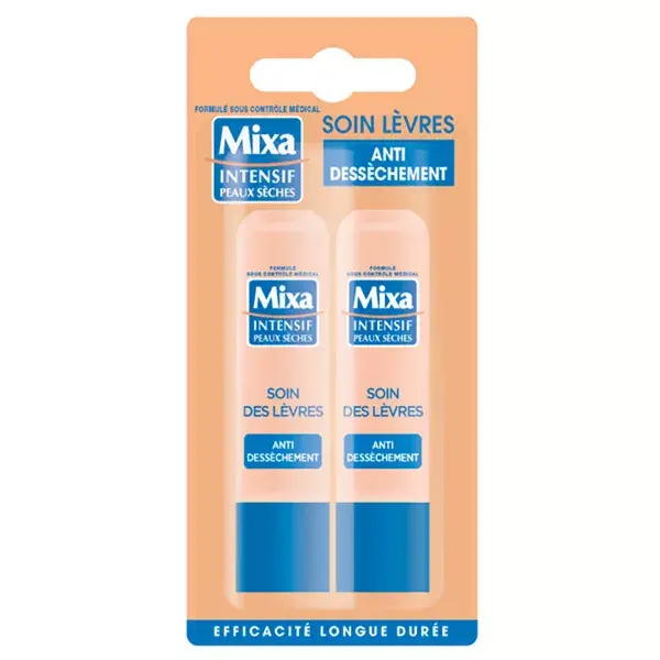 Mixa Visage Soins Lèvres Anti-Dessèchement Lot de 2 x 4,7g