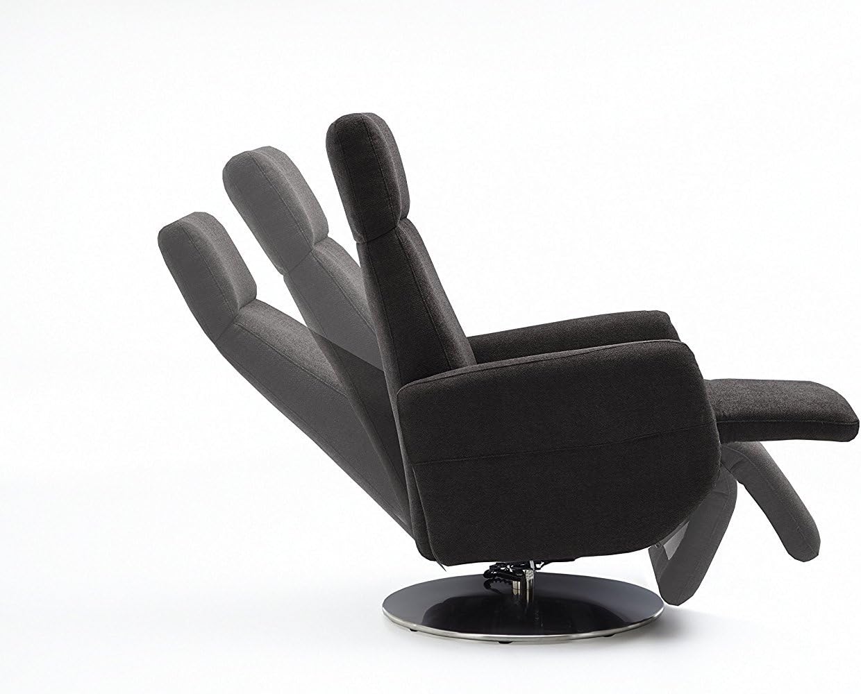 Cavadore TV-Sessel Cobra, Fernsehsessel mit 2 E-Motoren und Akku, Relaxfunktion, Liegefunktion, Ergonomie M, 71 x 110 x 82, Belastbar bis 130 kg, grau