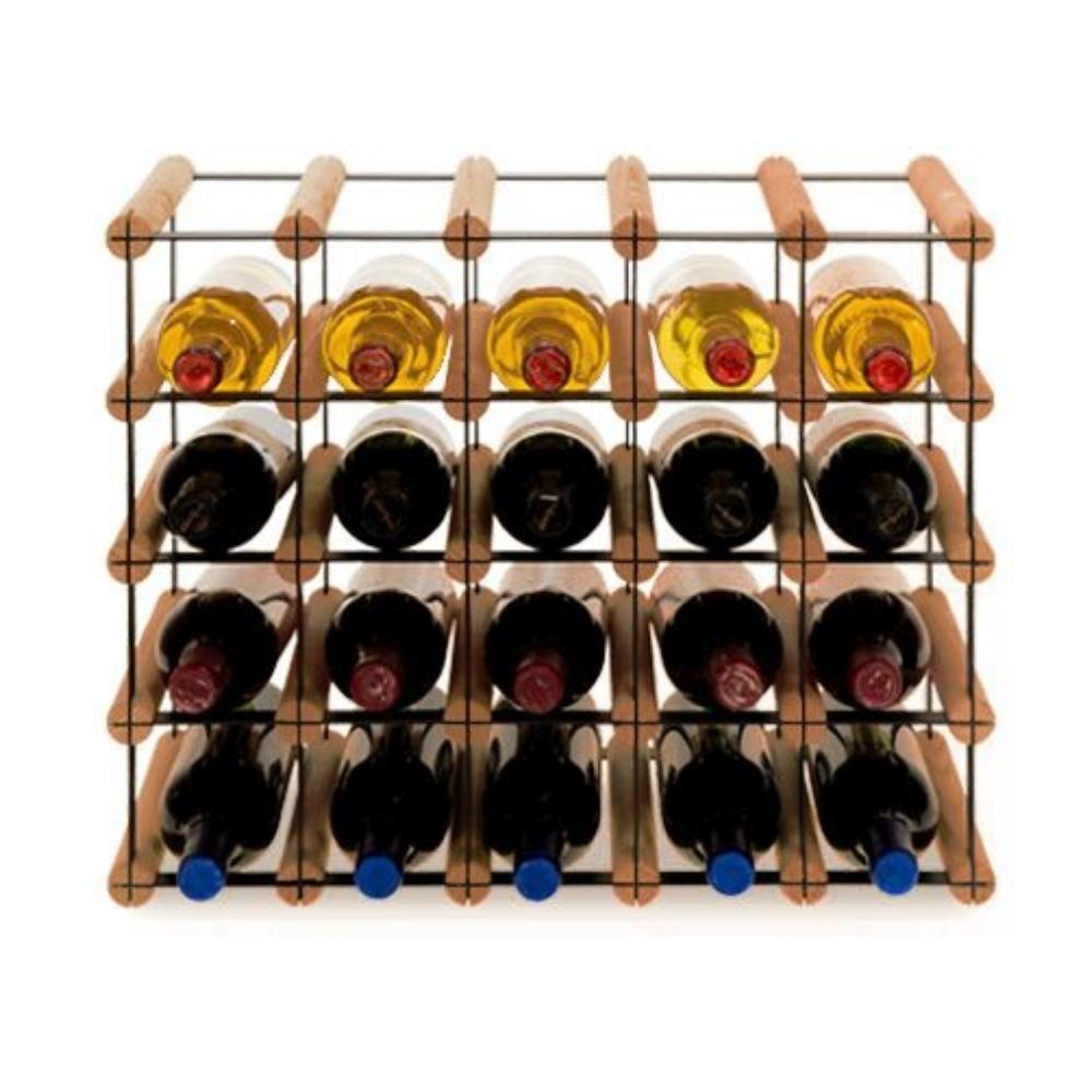 PROREGAL Modulair Wijnrek Vinotega Mod Metaal HxBxD 42,5 x 52,5 x 24,5 cm 5 x 4 Flessen Massief grenenhout Bruin Geolied