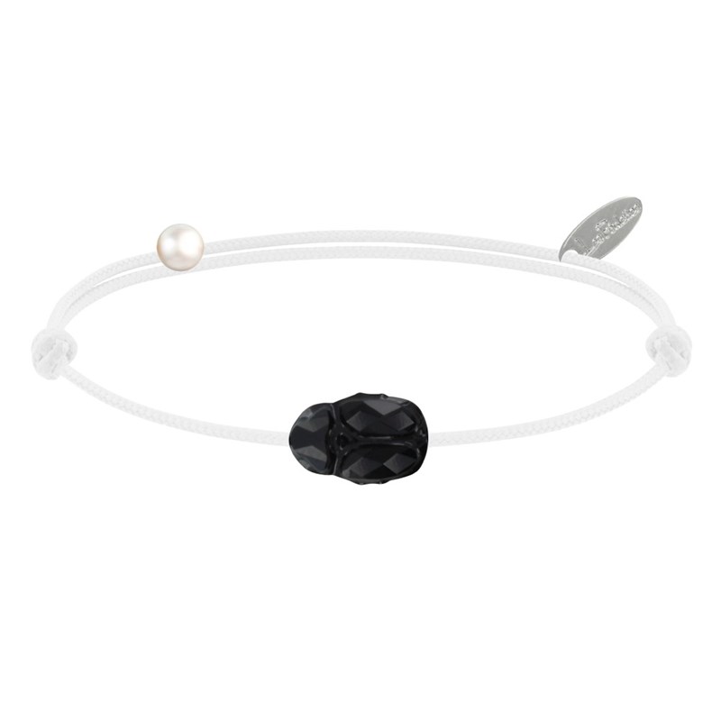 Bracelet Lien Scarabée en Cristal Noir - Blanc