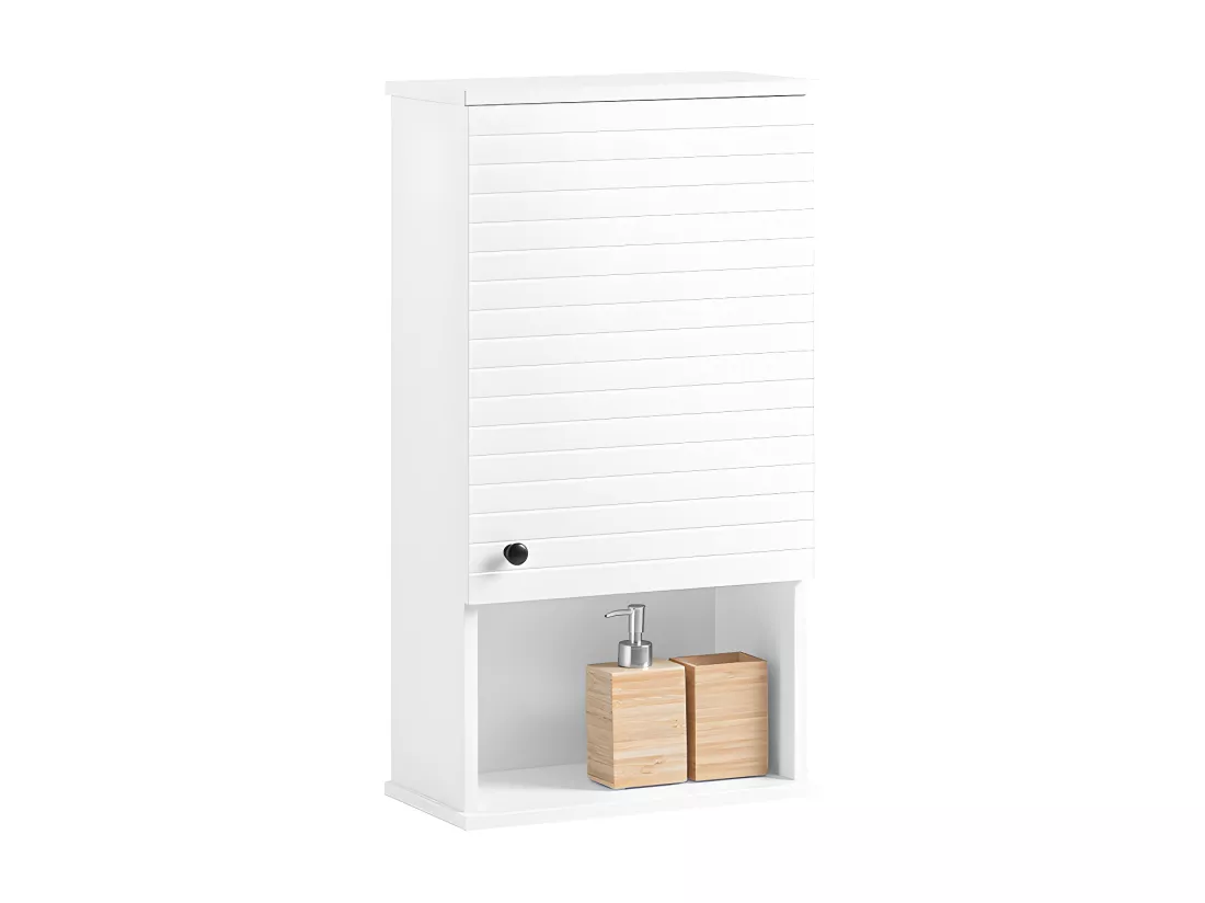 SoBuy BZR25-W Meuble Haut Armoire Suspendue de Toilettes Placard Mural avec Porte pour Salle de Bain Armoire à Pharmacie avec étagères