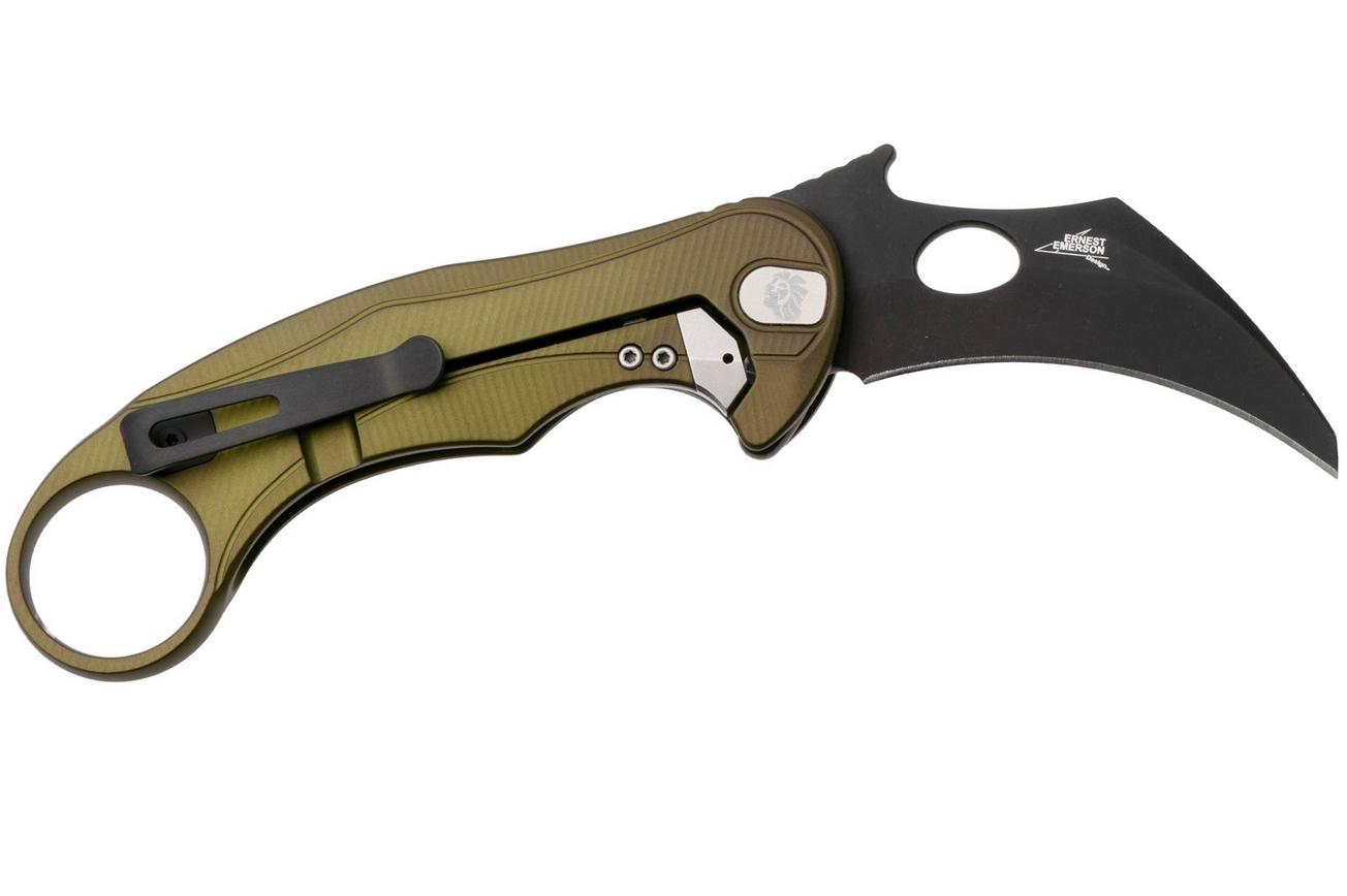 LionSteel L.E.One Mid LE2-GB, Old Black M390, Green Aluminum, karambit zakmes