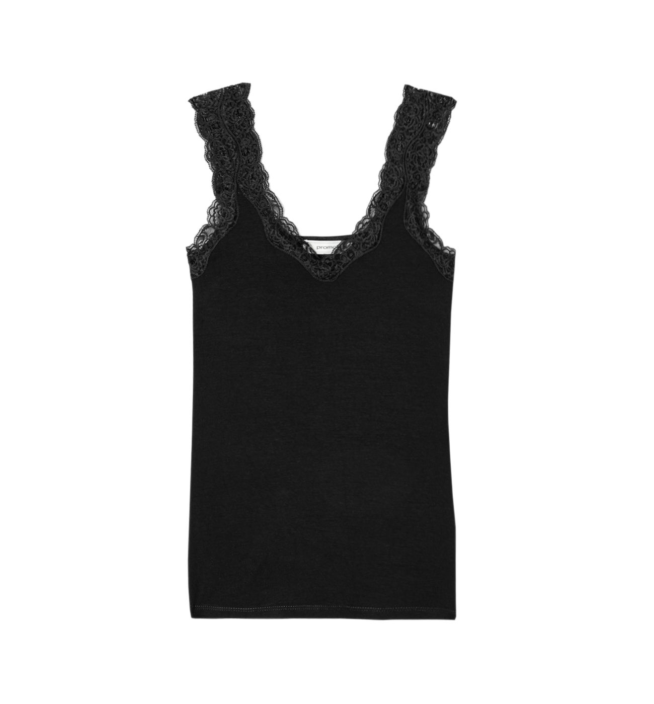 Top à bretelles en dentelle - Noir