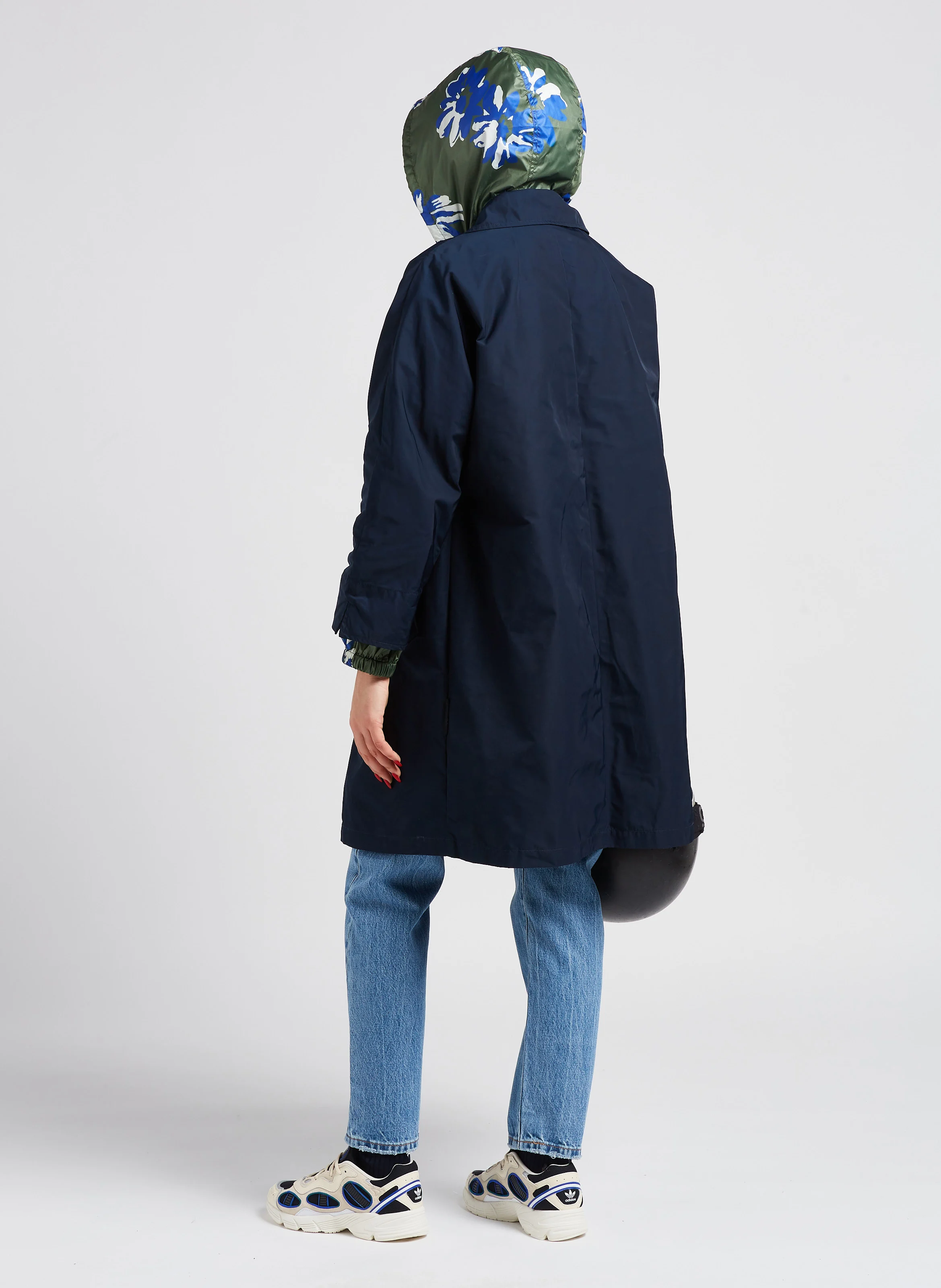 Imperméable mi-long à col tailleur | Bleu