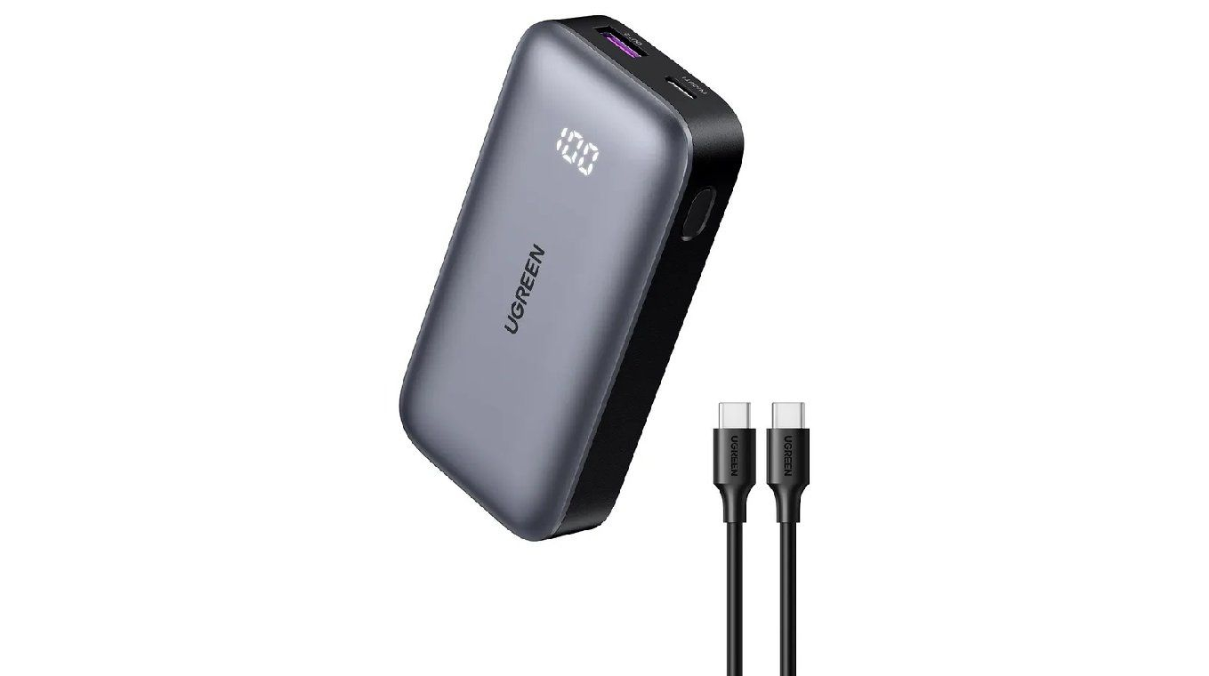 (30W) 10000mAh USB A / USB C Powerbank Power Delivery Ladegerät mit LED Anzeige (25185) - Silber