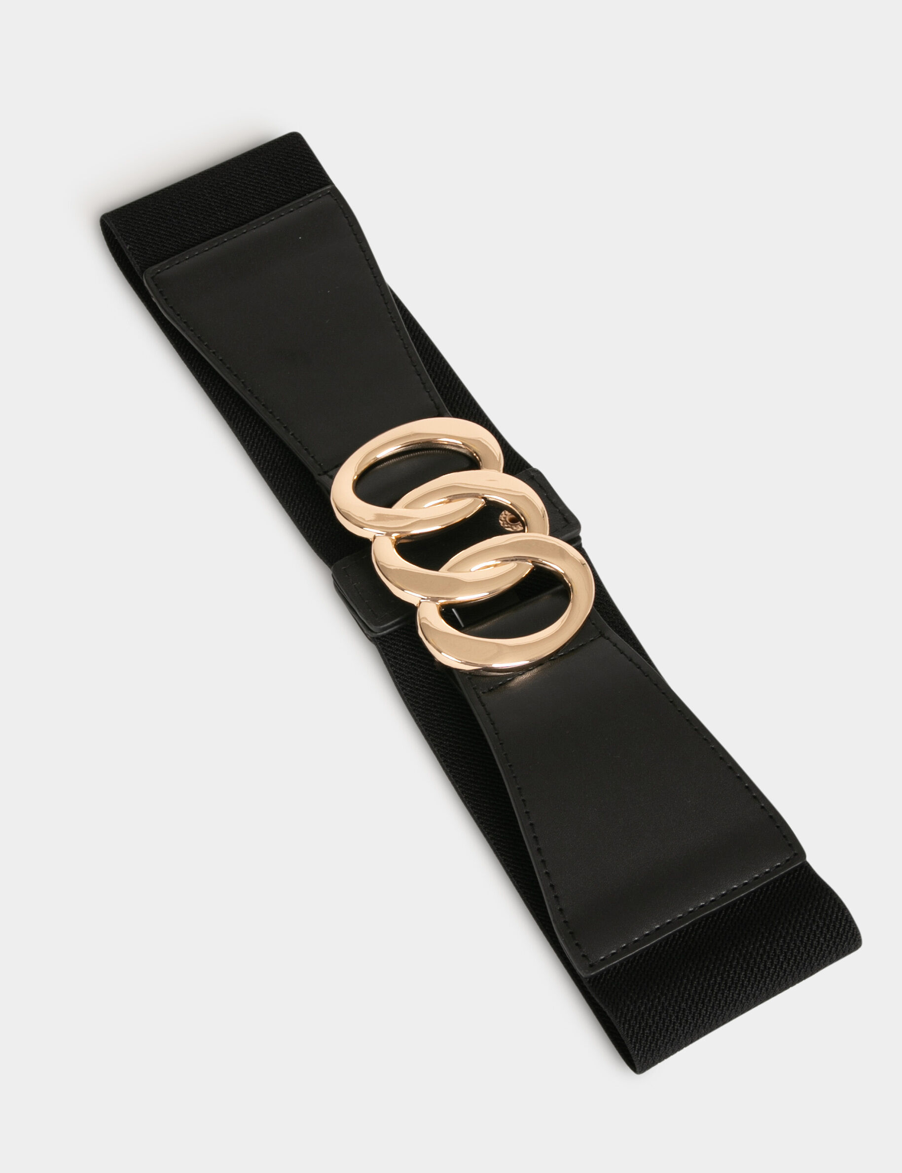 Ceinture élastiquée avec anneaux noir femme - noir