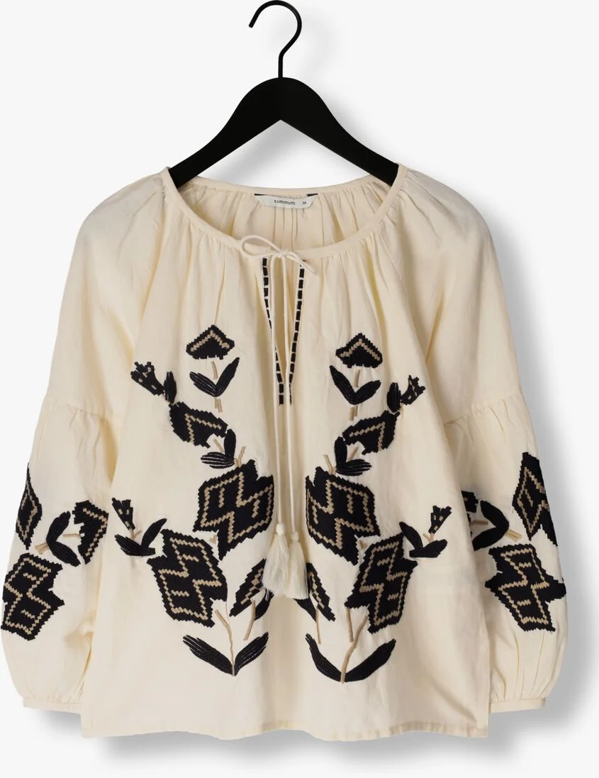 SUMMUM gebroken wit summum blouse top linnen heavy embroidery
