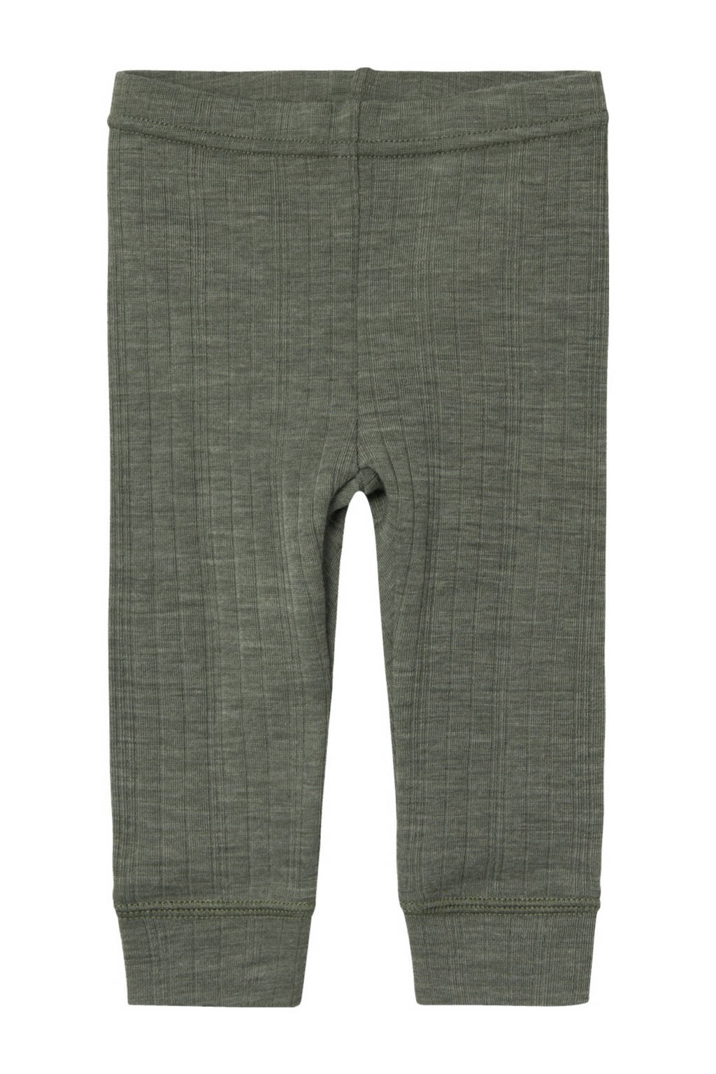 NAME IT baby slim fit broek NBMWANGvan merinowol grijsgroen