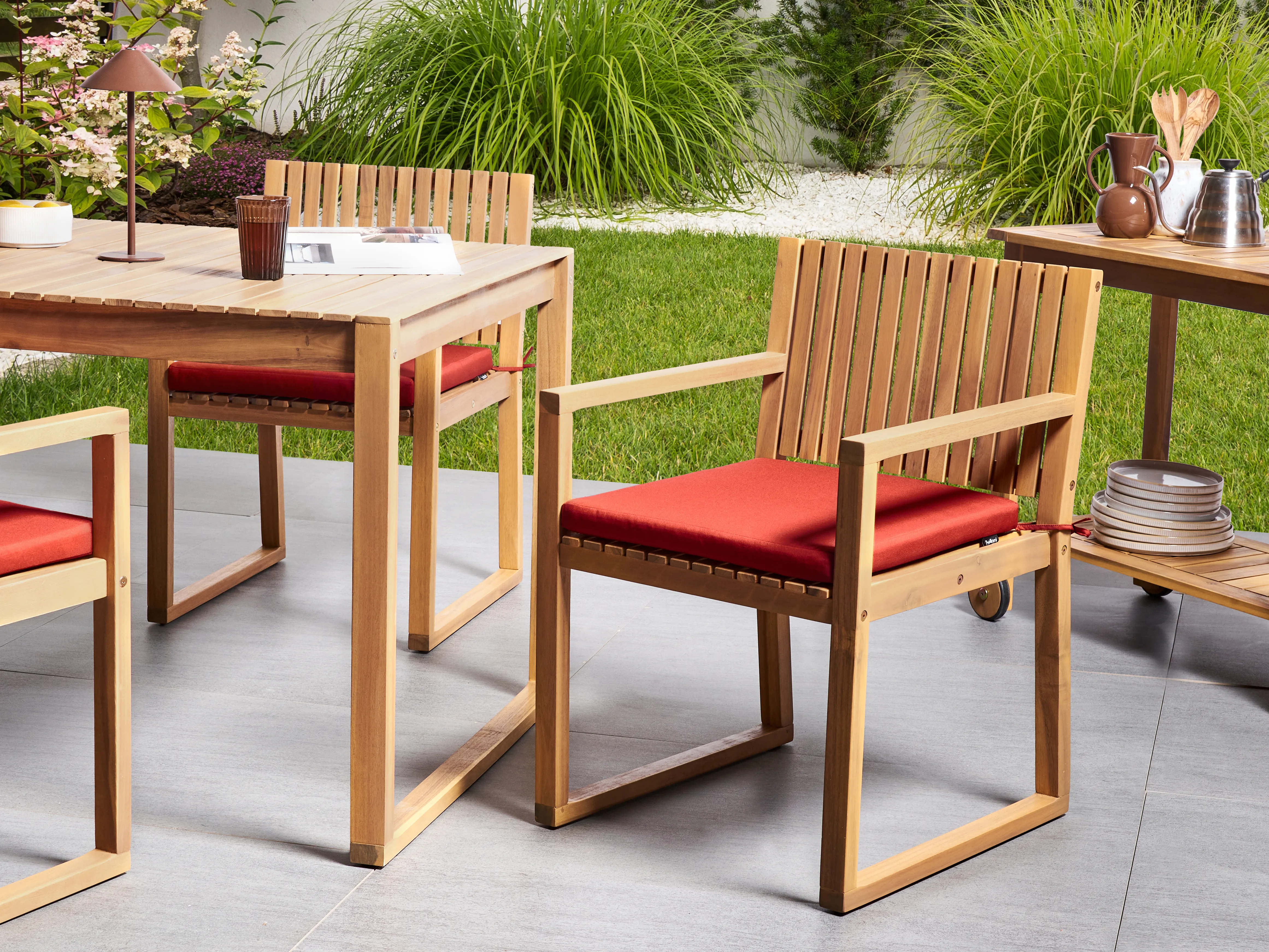 Tuinset 8-zits SASSARI PREMIUM met kussens Gecertificeerd acaciahout Rood