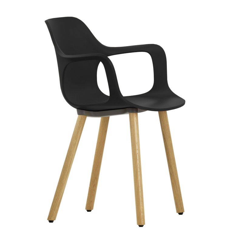 Vitra Hal Armchair Wood stoel naturel eiken onderstel, basic dark