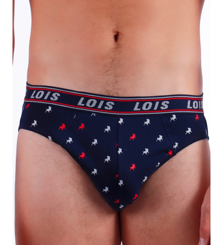 Conjunto de 2 Cuecas/Chinelos Lois Faster, Azul Marinho e Branco
