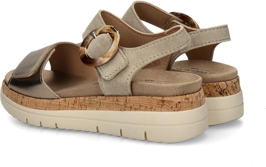 Nelson Flex suède sandalen met sleehak beige