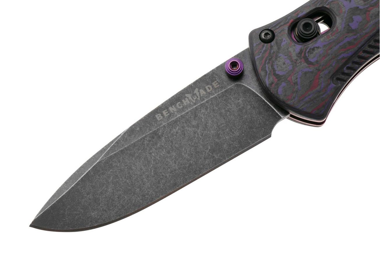 Benchmade Mini Barrage 585BK-251 Black DLC Battlewash CPM S90V, Purple Haze FatCarbon, Gold Class 2025 Limited Edition, zakmes