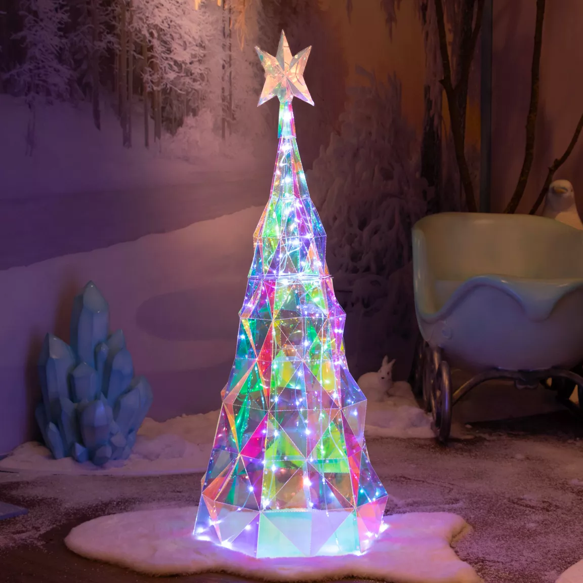 Sapin lumineux 120 Micro LED (H110 cm) Ice Blanc froid