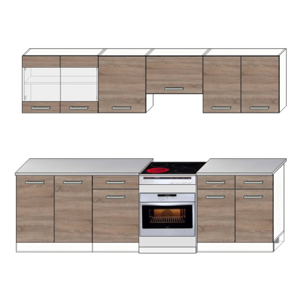 Vicco Küche Küchenzeile Küchenblock Einbauküche 270 cm Sonoma Eiche