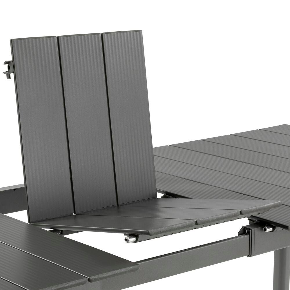 Set 1 ausziehbarer Gartentisch ALU und 6 Gartenstühle Oron Aluminium-Latten Dark Grey