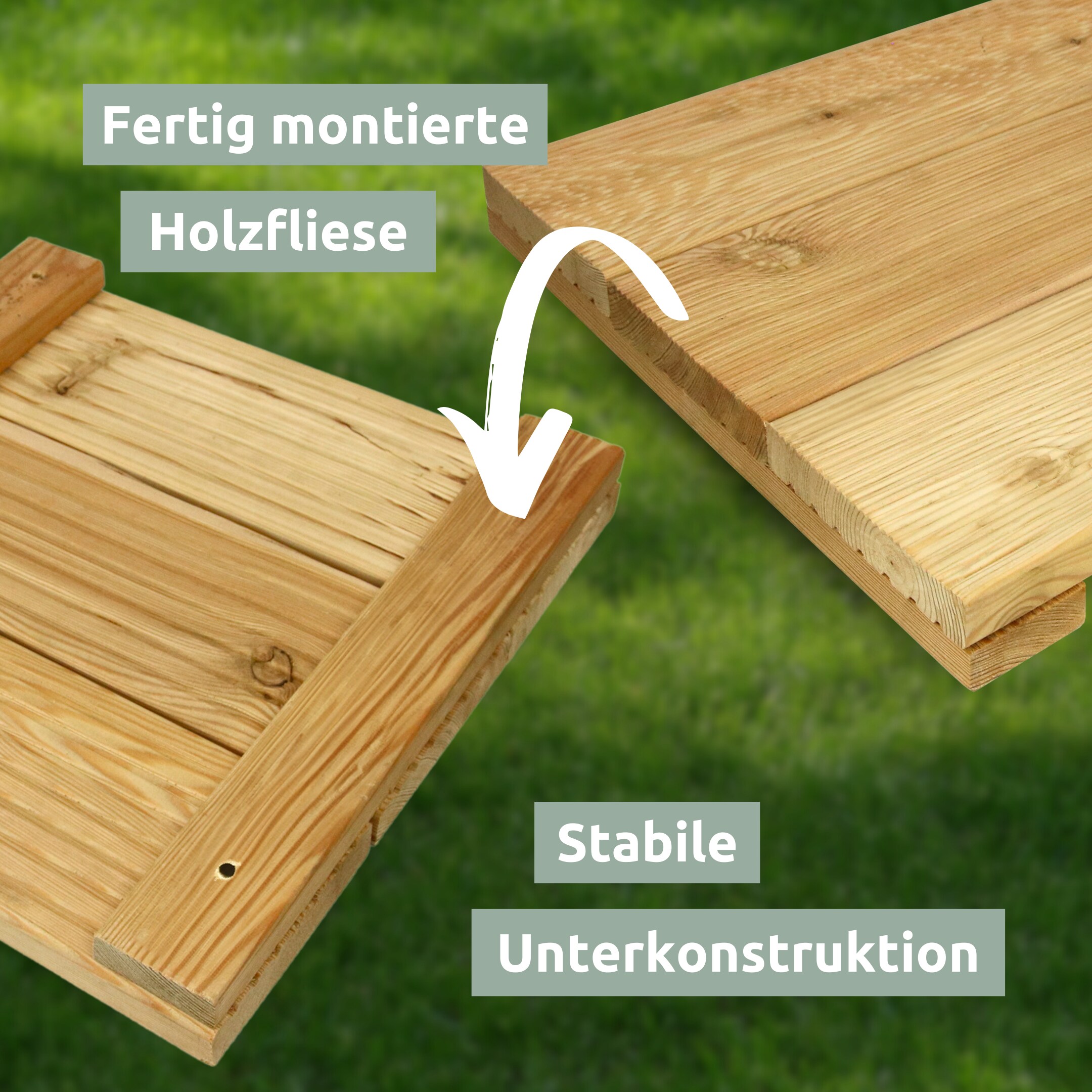 holz4home® Holz-Fliese Lärche I Ideal für die Terasse oder den Balkon | 43 x 43 cm
