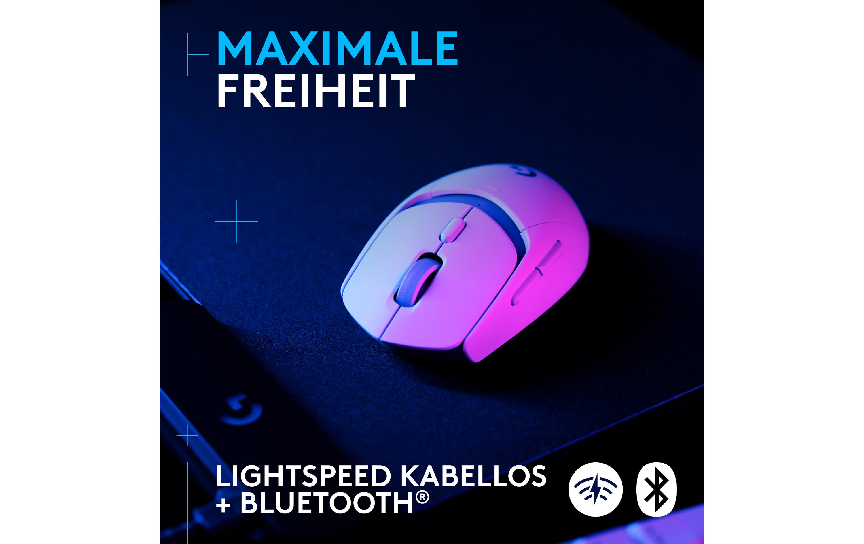 Gaming-Maus G309 Lightspeed WeissKabellose Gaming-Maus mit Lightspeed Wireless und Bluetooth Verbindung