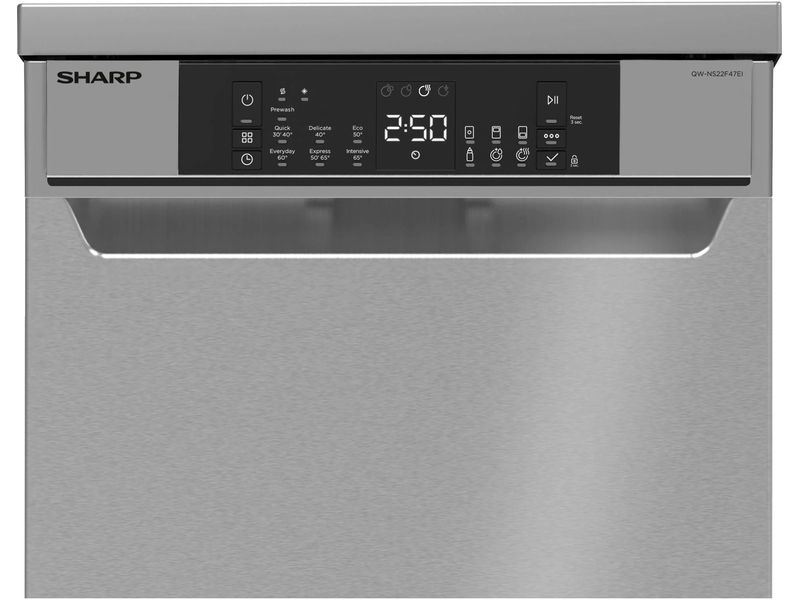 Sharp Geschirrspüler QW-NS22F47EI-CH Freistehende Spülmaschine für bis zu 10 Massgedecke