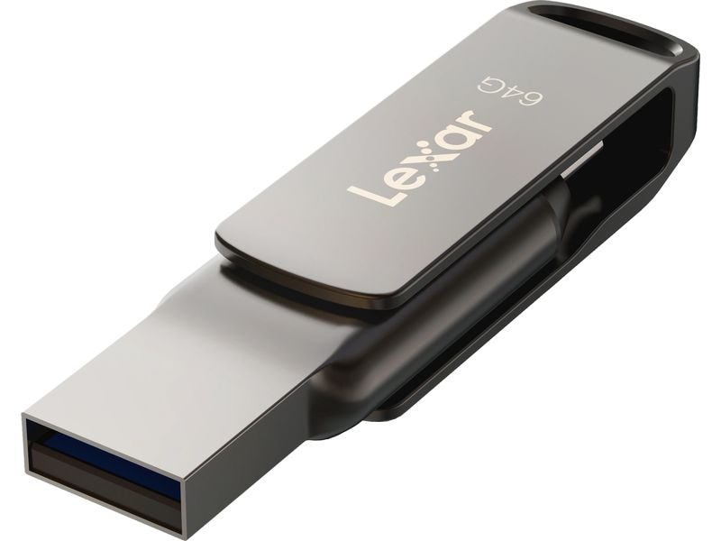 Lexar USB-Stick JumpDrive Dual Drive D400 64 GB USB-Stick mit 64 GB Speicherkapazität und 130 MB/s Lesegeschwindigkeit
