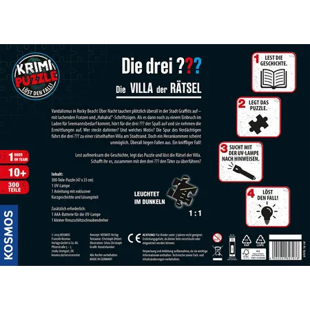 KOSMOS Die drei??? Krimi Puzzle: Die Villa der Rätsel, 300 Teile