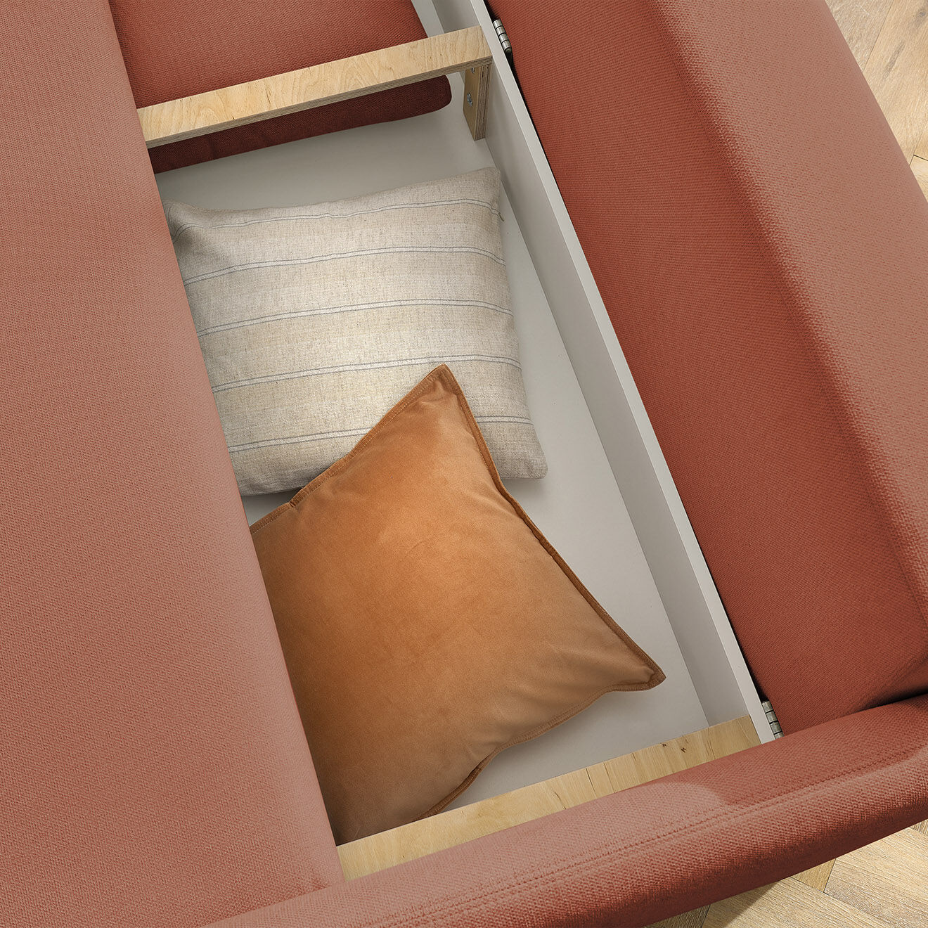 Bobochic Canapé droit convertible coffre marcel tissu lisse orange - 211x100x86 cm