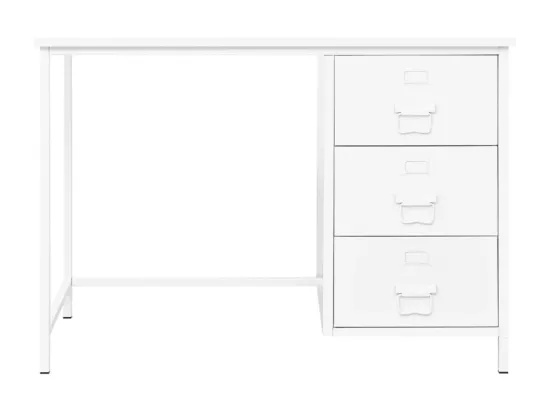 Bureau industriel avec tiroirs Blanc 105x52x75 cm Acier