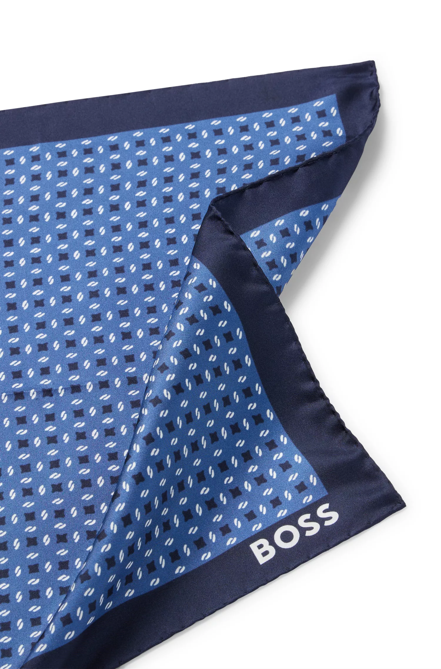 Lenço de bolso BOSS em seda preta com estampa digital.