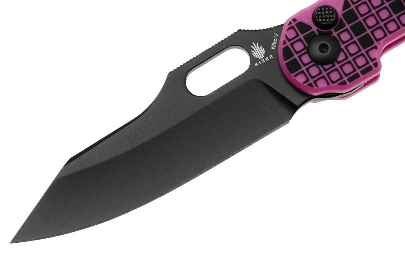 Kizer Vanguard Cormorant V4562A2 Black Nitro V, Black and Pink G10, zakmes