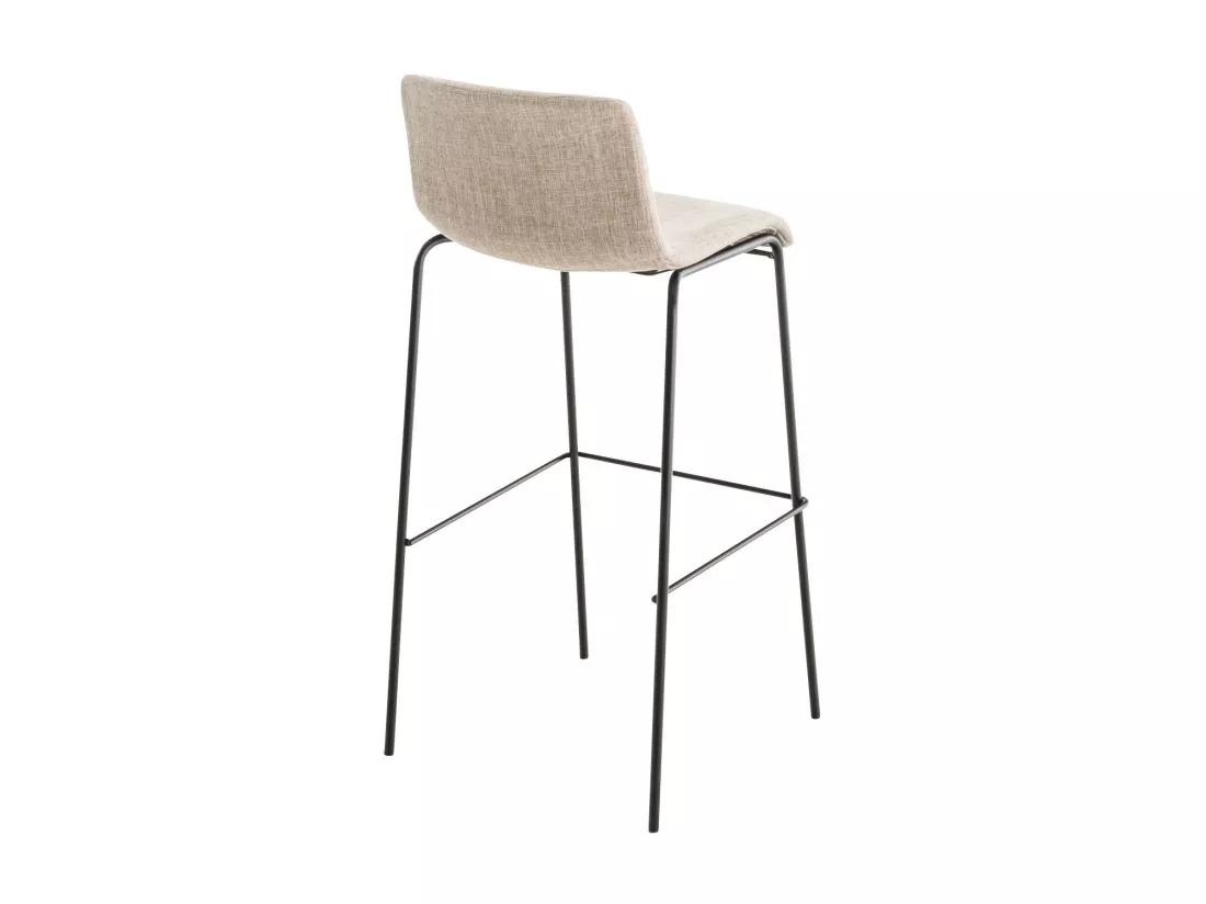 Tabouret de bar - Tissu & Noir - Crème - Hover