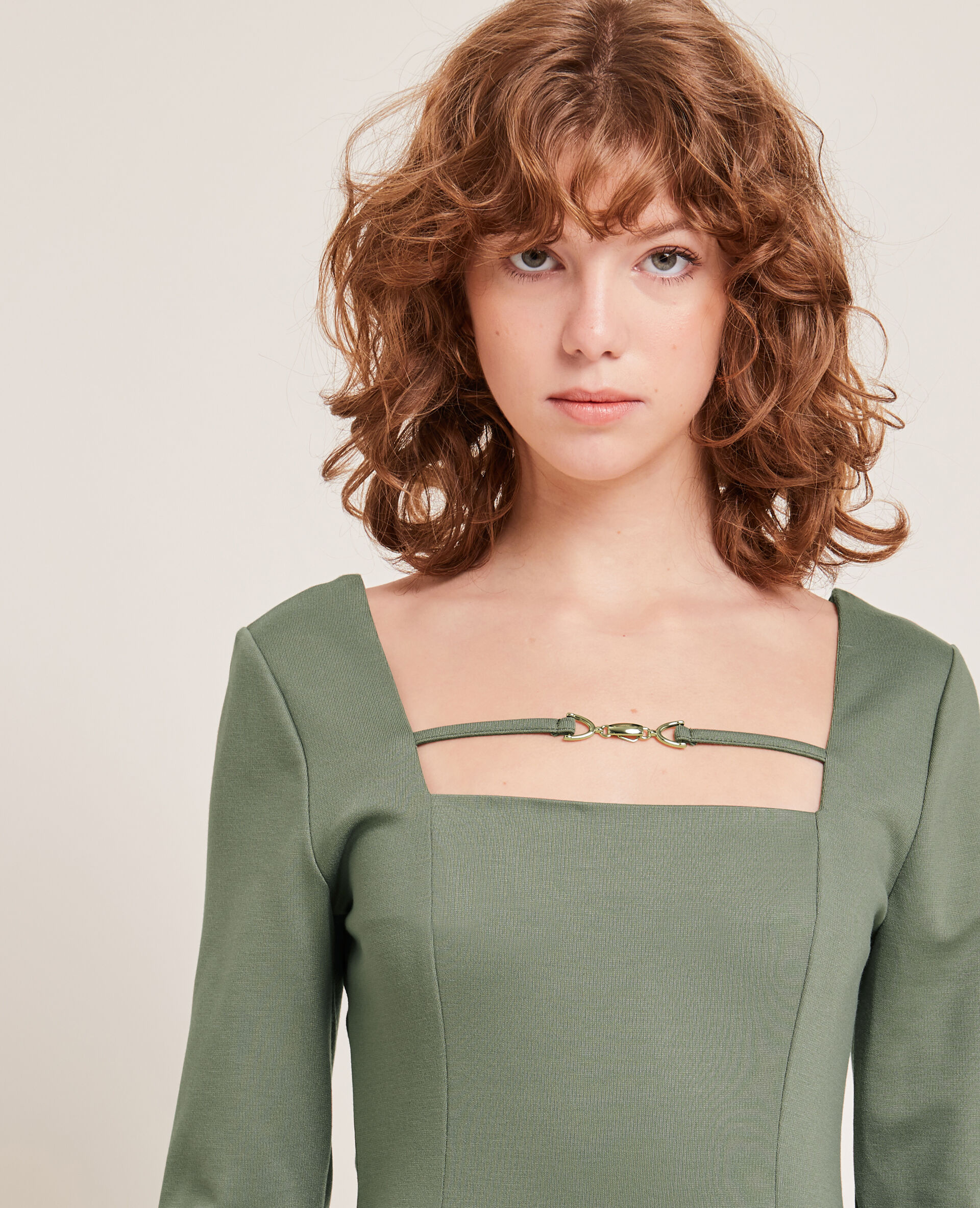 Robe fourreau manches longues - Vert