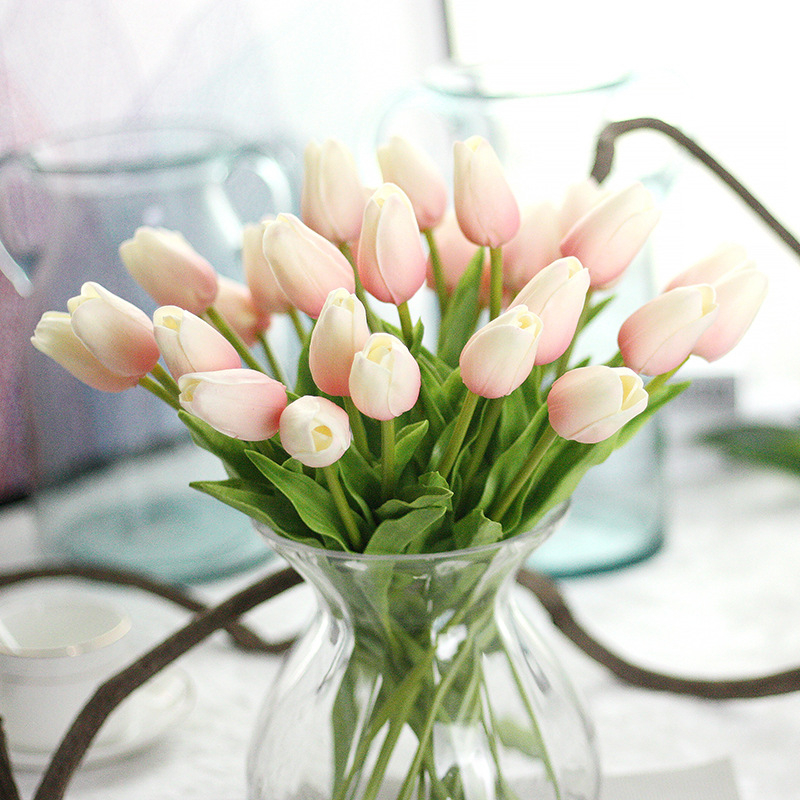 (10er Set) 35cm Deko Tulpen Kunstblumen Strauss - Rosa