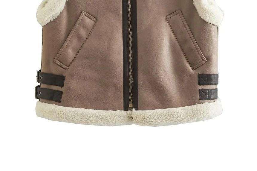 Avauntgardo - Vest met rits en contrasterende imitatiebont