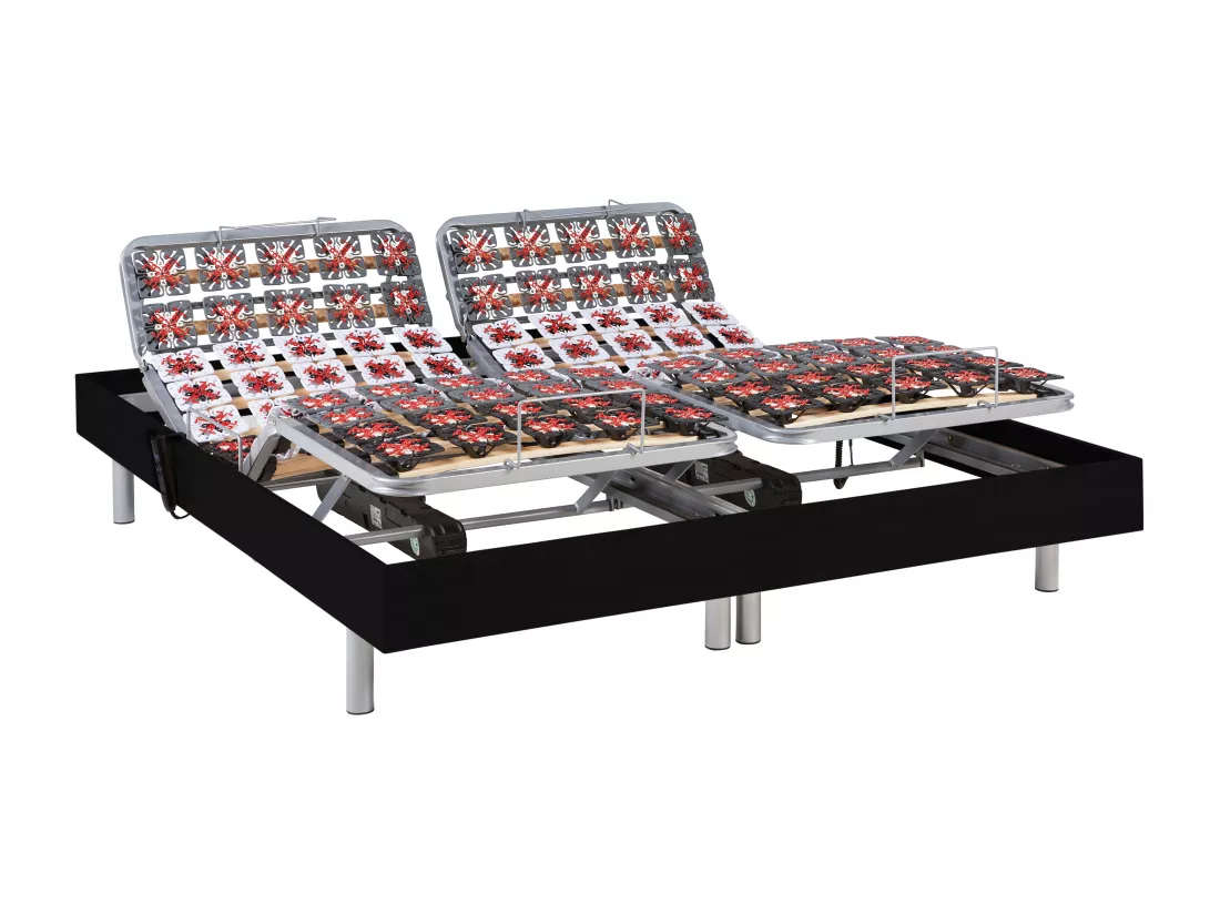 Sommier électrique de relaxation déco 2x65 plots - 2 x 80 x 200 cm - Noir - NAFURI de YSMÉE