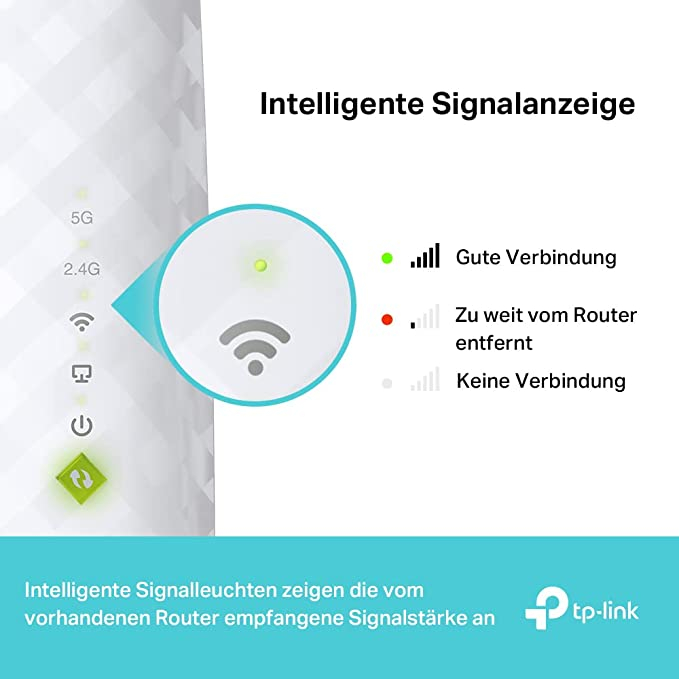 (433Mbps) Mesh Wi-Fi Extender AC750 WLAN Repeater WiFi Verstärker 2.4/5GHz (RE200) - Weiss