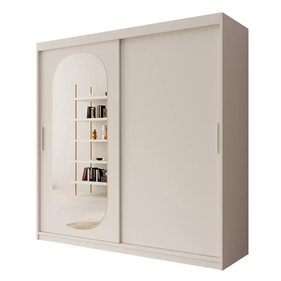 Meubella - Kledingkast Bodhi - Wit - 200 cm - Met spiegel