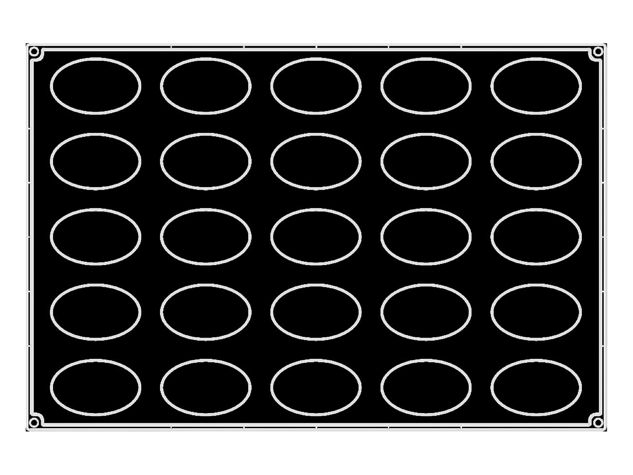 Moule silicone Pavoflex - 25 ovales - 60 x 40 cm - Pavoni