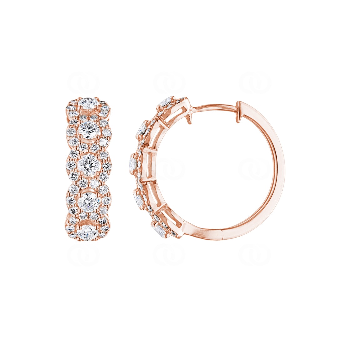 2.00 Karat Diamant-Kreolen 750/18 K Roségold Ø 22mm