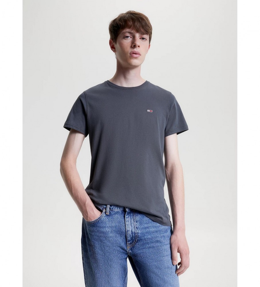 Conjunto de 2 camisetas Tommy Jeans Essential Slim Fit, cinza e preta.