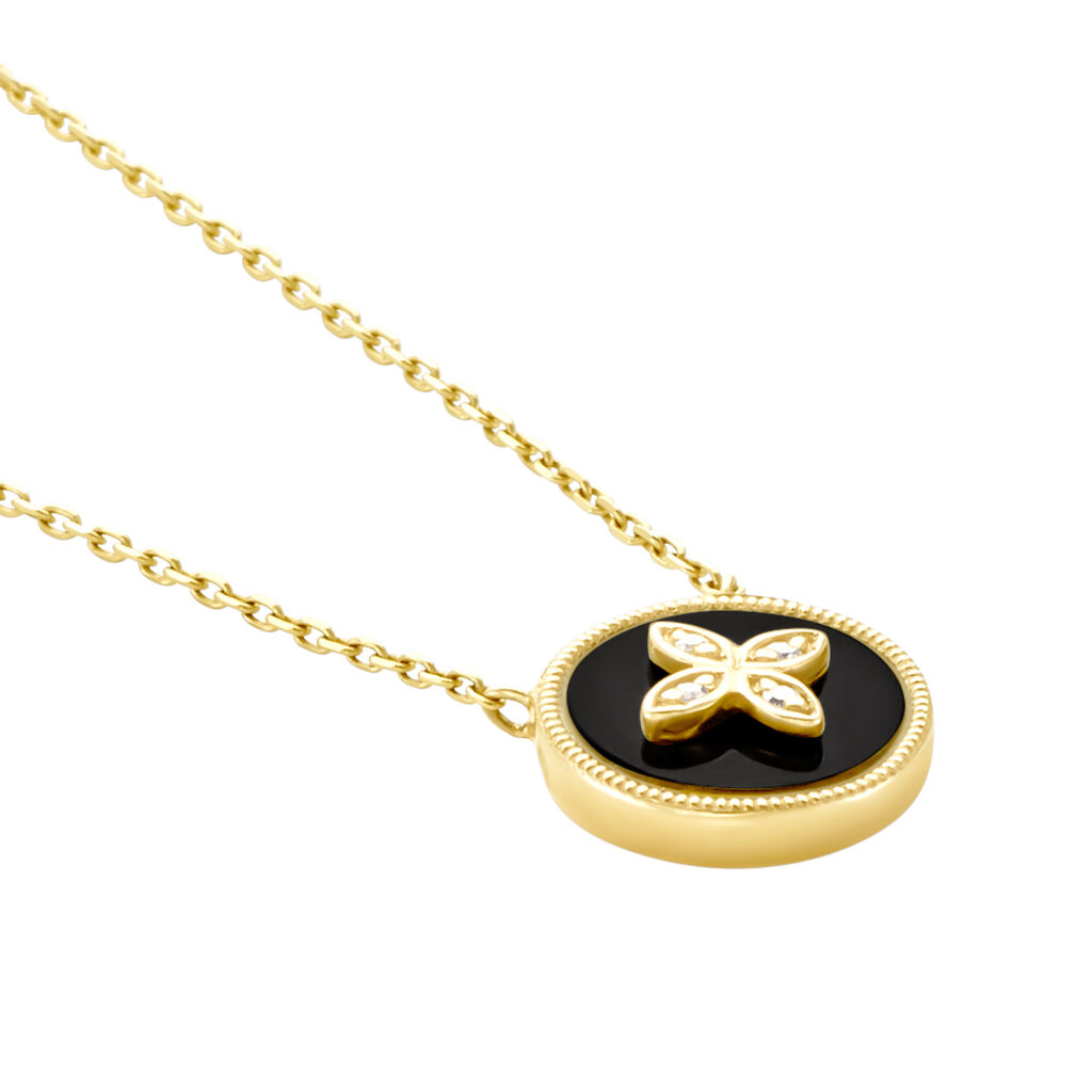 Collier Talisman Or Jaune Agate Diamant