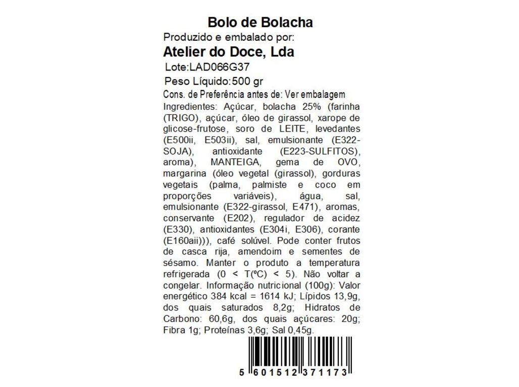 BOLO DE BOLACHA 500G