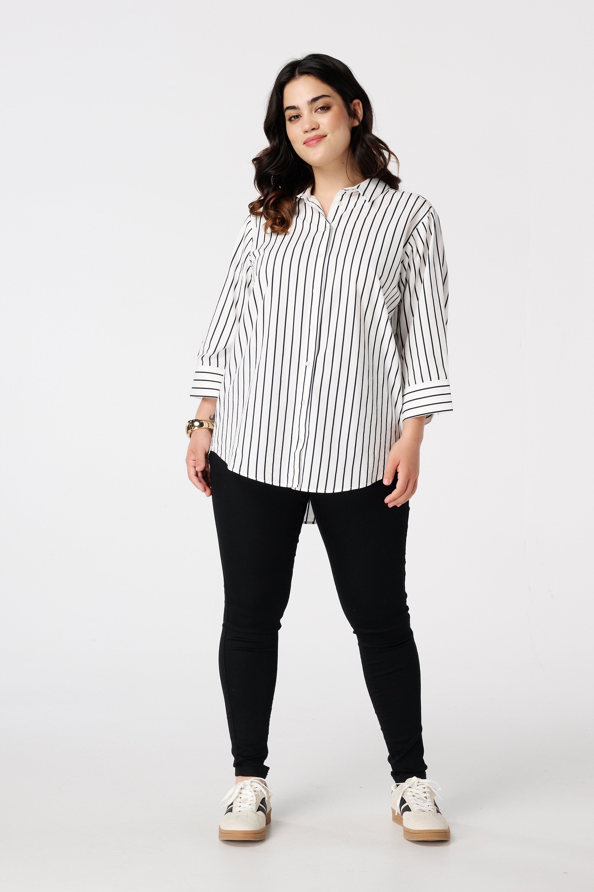 Tregging met denim look Zwart