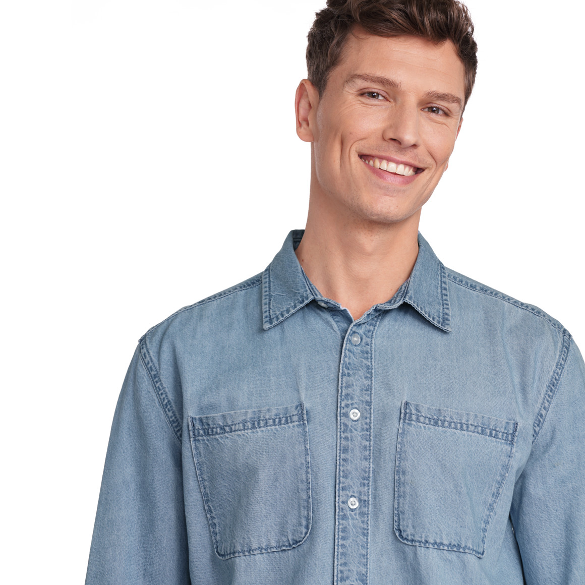 Jonas Nielsen Herren Jeanshemd mit großem Rücken-Print hellblau